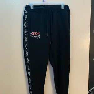 call these my “jesus pants” —- black sweatpants